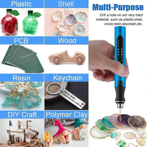 Mini perceuse sans fil à 3 vitesses avec 8 petits forets, perceuse électrique rechargeable, kit de micro-forets pour la création de bijoux, 2