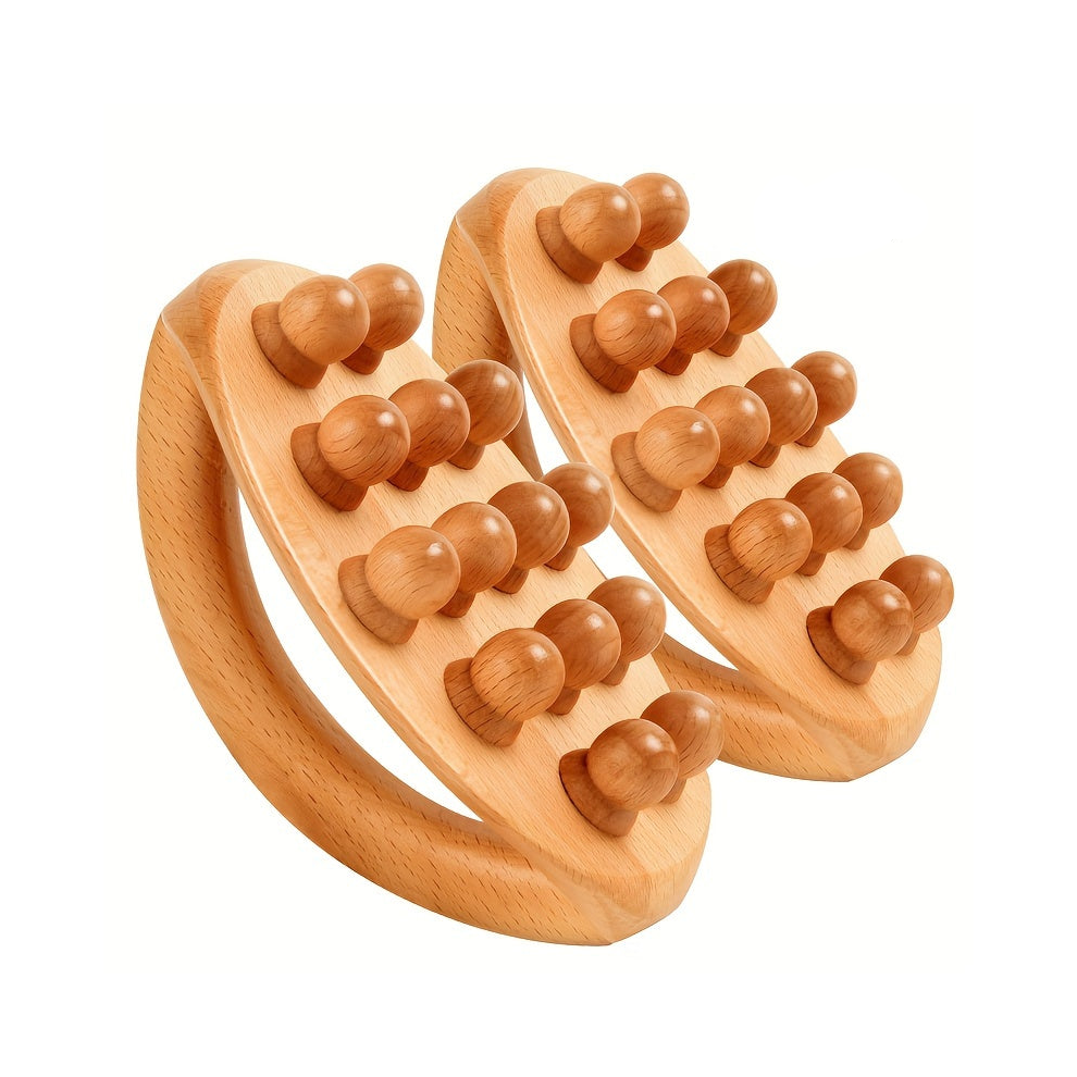 Tm Brown 2Pcs 12-Beads Gua Sha Massage Stick Â Carbonized Solid Wood(Brown)