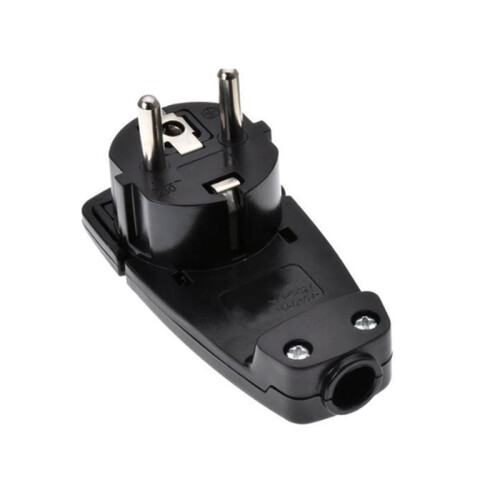 EUR Plug 250 V (16 A) Socket Adapter with Folding Handle & Cable Kinker Protection, European Standard Black EU Plug