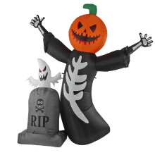 Inflatable Pumpkin Skeleton Halloween Yard Decor - 8FT
