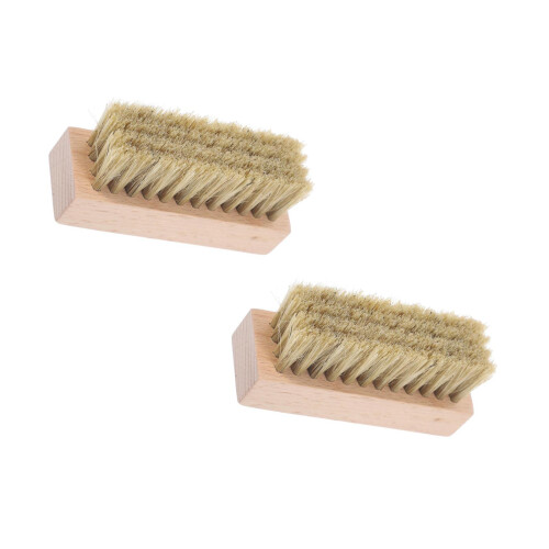 2Pièces Brosse Lavage Compacte Bois Et Plastique Khaki Usage Ménager 1