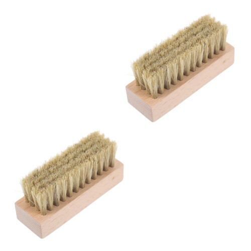 2Pièces Brosse Lavage Compacte Bois Et Plastique Khaki Usage Ménager 2