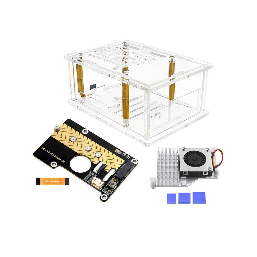 Acrylic Case For Poe M.2 Hat+ (B) & Pcie To M.2 Board (D) For Raspberry Pi 5 Case +M.2 Ssd Expansion Board 6033966908862