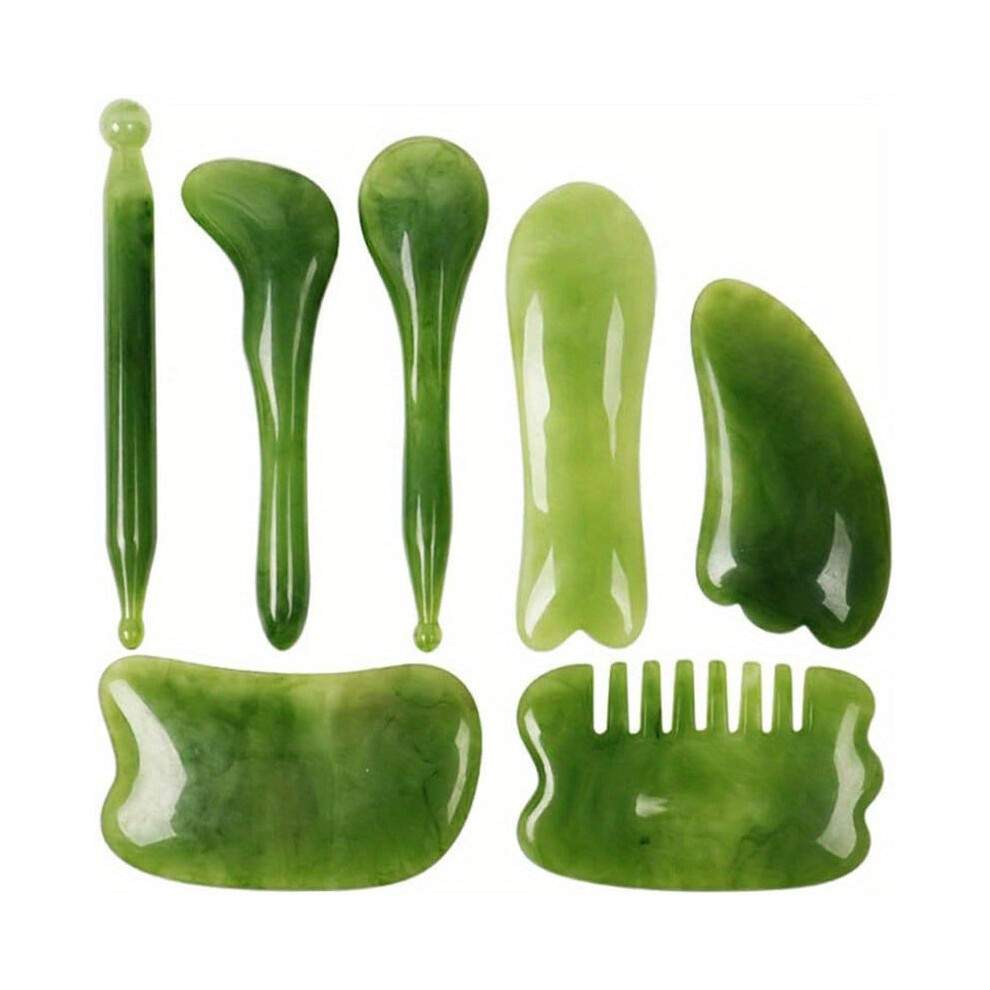 Tm Green 7-Piece Resin Gua Sha Scraping Massage Tool Set(Green)