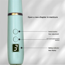 Przenośny Elektryczny Pilnik do Paznokci, Akumulatorowa Wiertarka do Paznokci Ze Światłem do Akrylu, Paznokcie Żelowe, Osobisty Manicure Zielony
