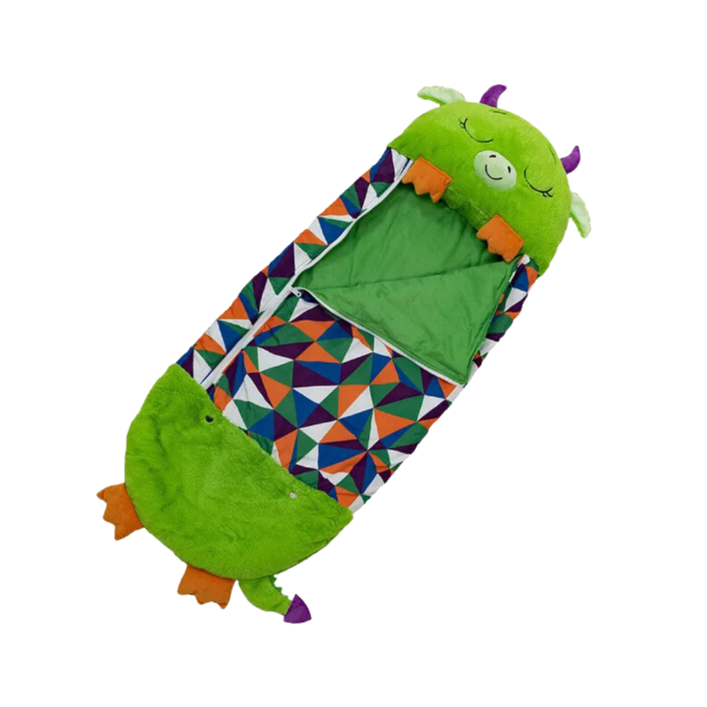 Kids Cartoon Plush Sleeping Bag Pillow Set (Green) Green Oba