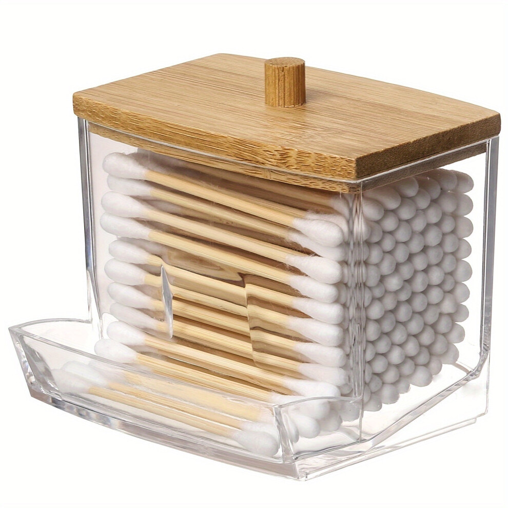 Tm Clear Acrylic Swab Holder With Wooden Lid
