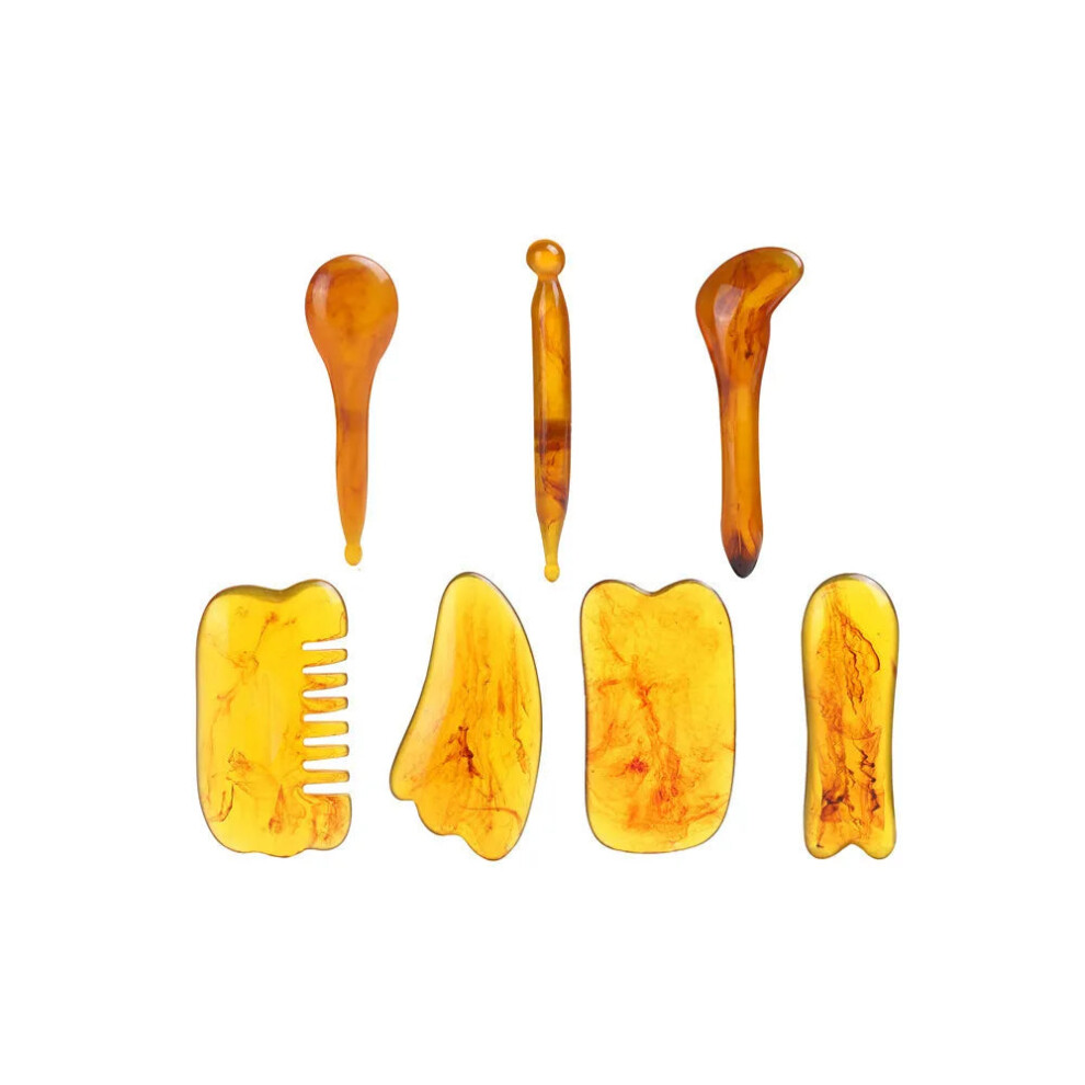 Oba Amber 7-Piece Gua Sha Massage Tool Set Scraping Boards