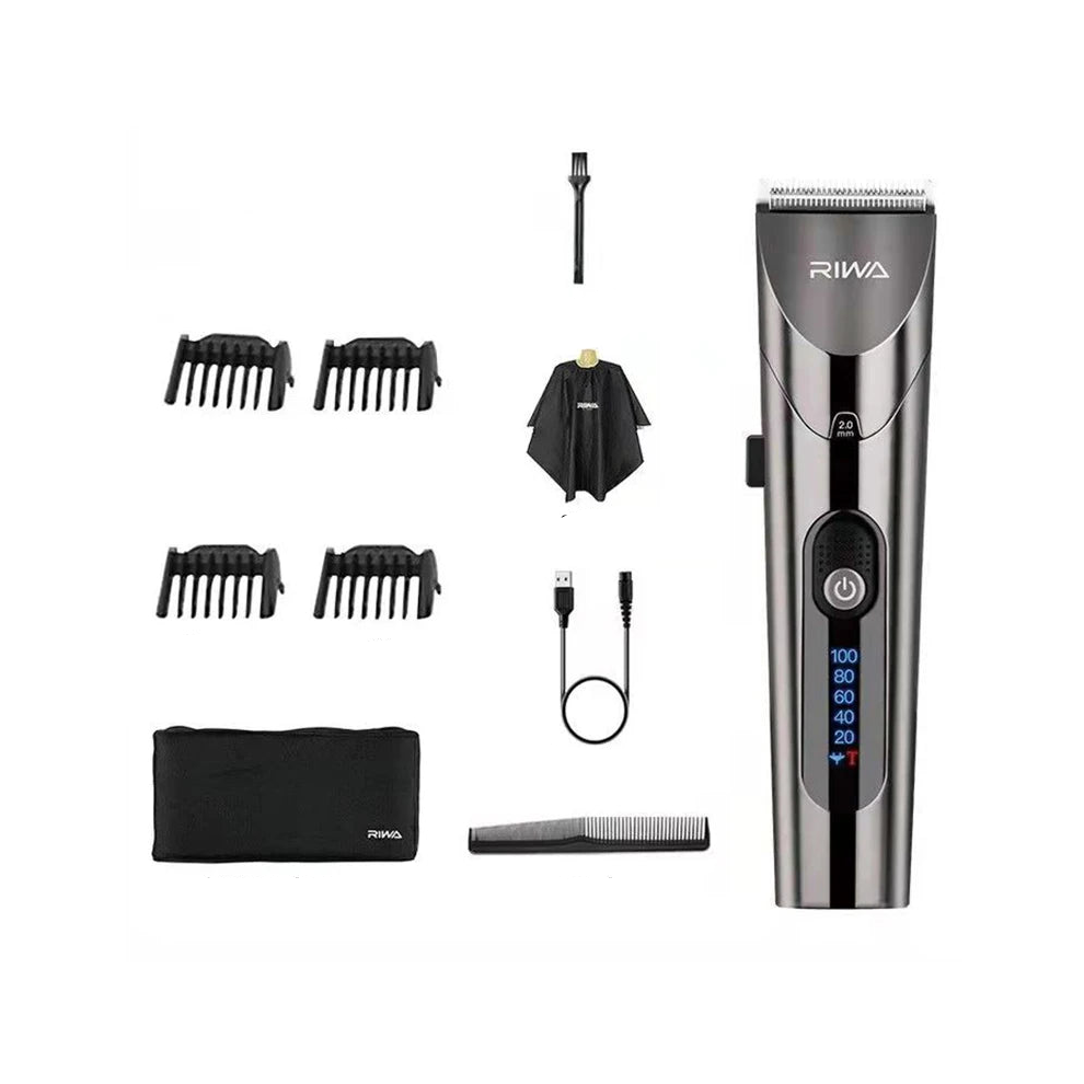 Oba Grey Washable Rechargeable Hair Clipper Professional Barber Trimmer