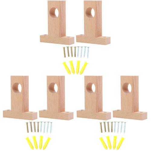 6Pièces Support Tringle En Bois Beige Résistant Décoratif 2