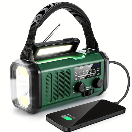 10000mAh Solar-Powered Emergency Radio with Flashlight