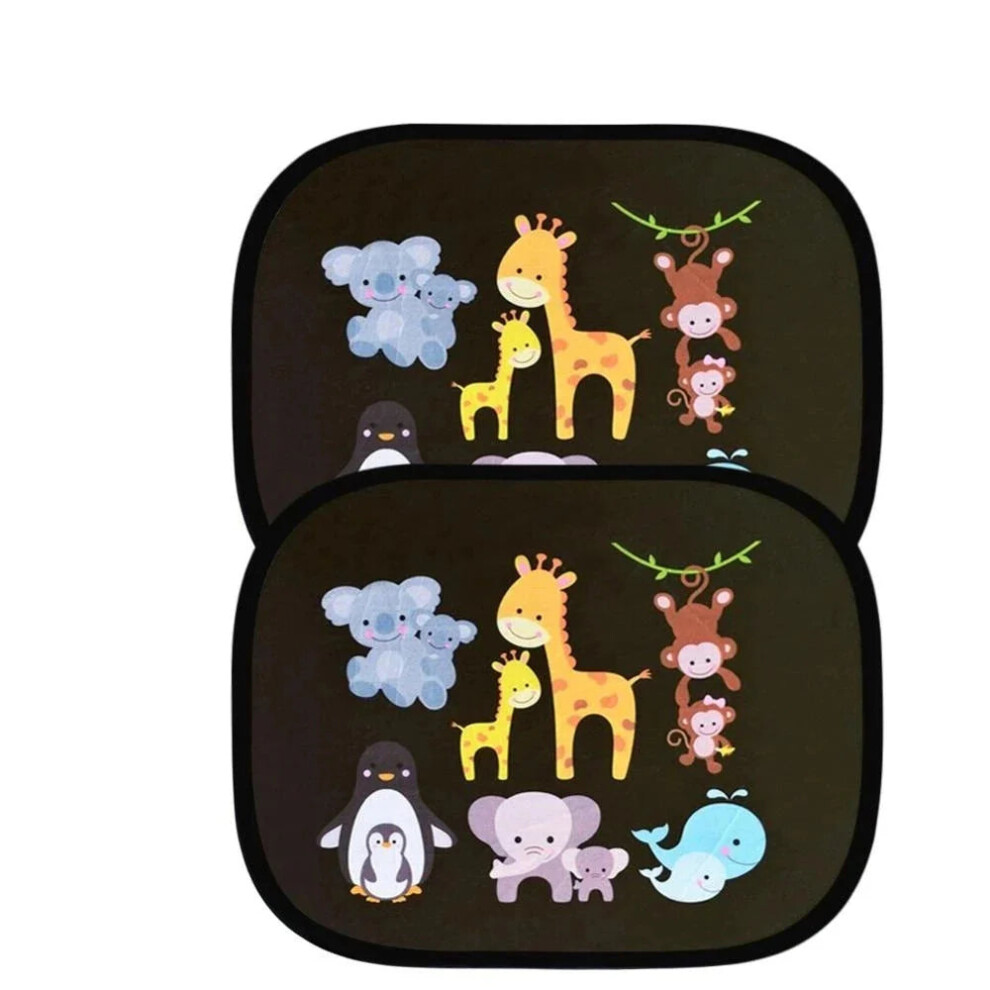 2Pcs Cartoon Car Side Window Sunshade Electrostatic Adsorption Black 9362547088608