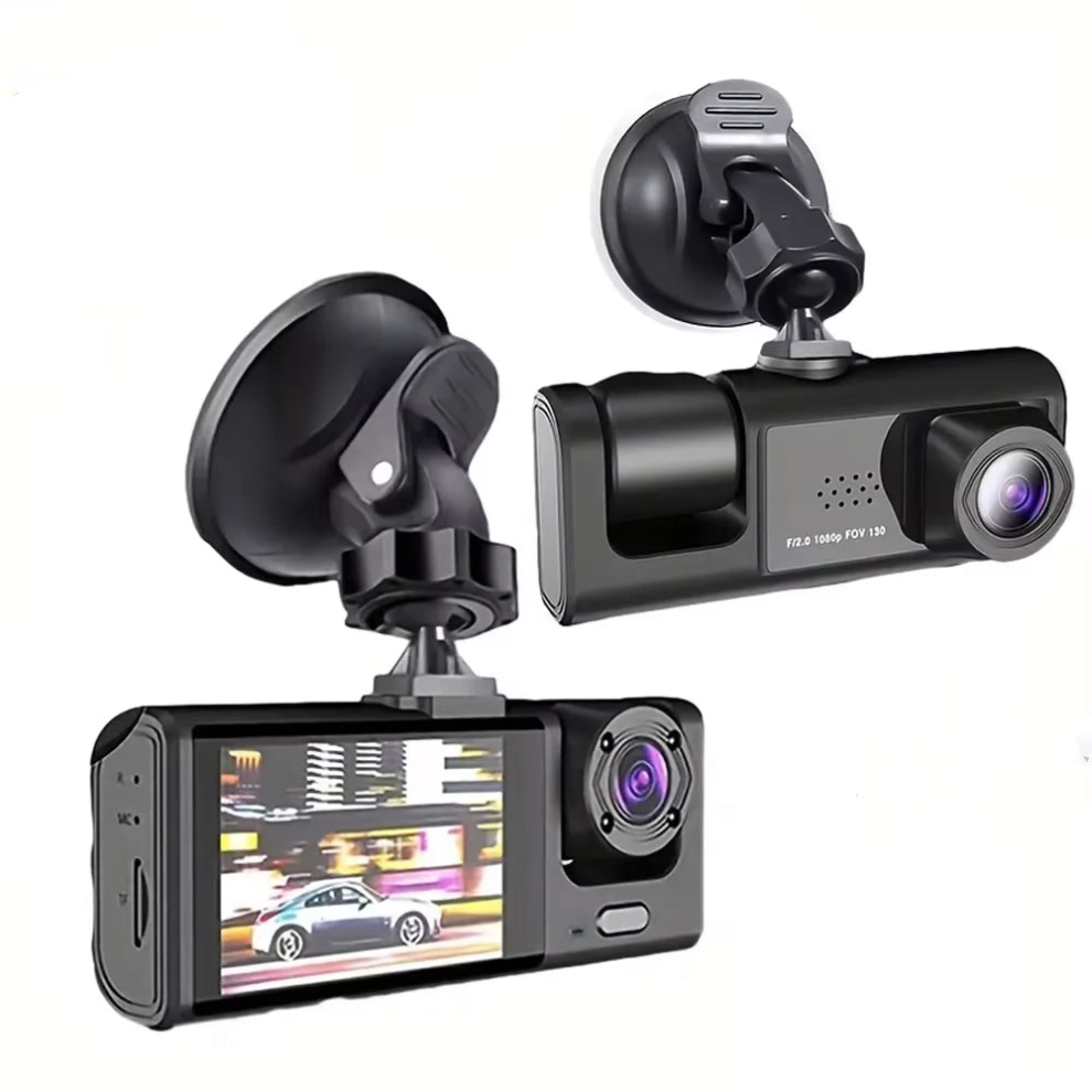 2 Channel 1080P Hd Dash Cam Triple Lens Car Dvr Black 9362547087144