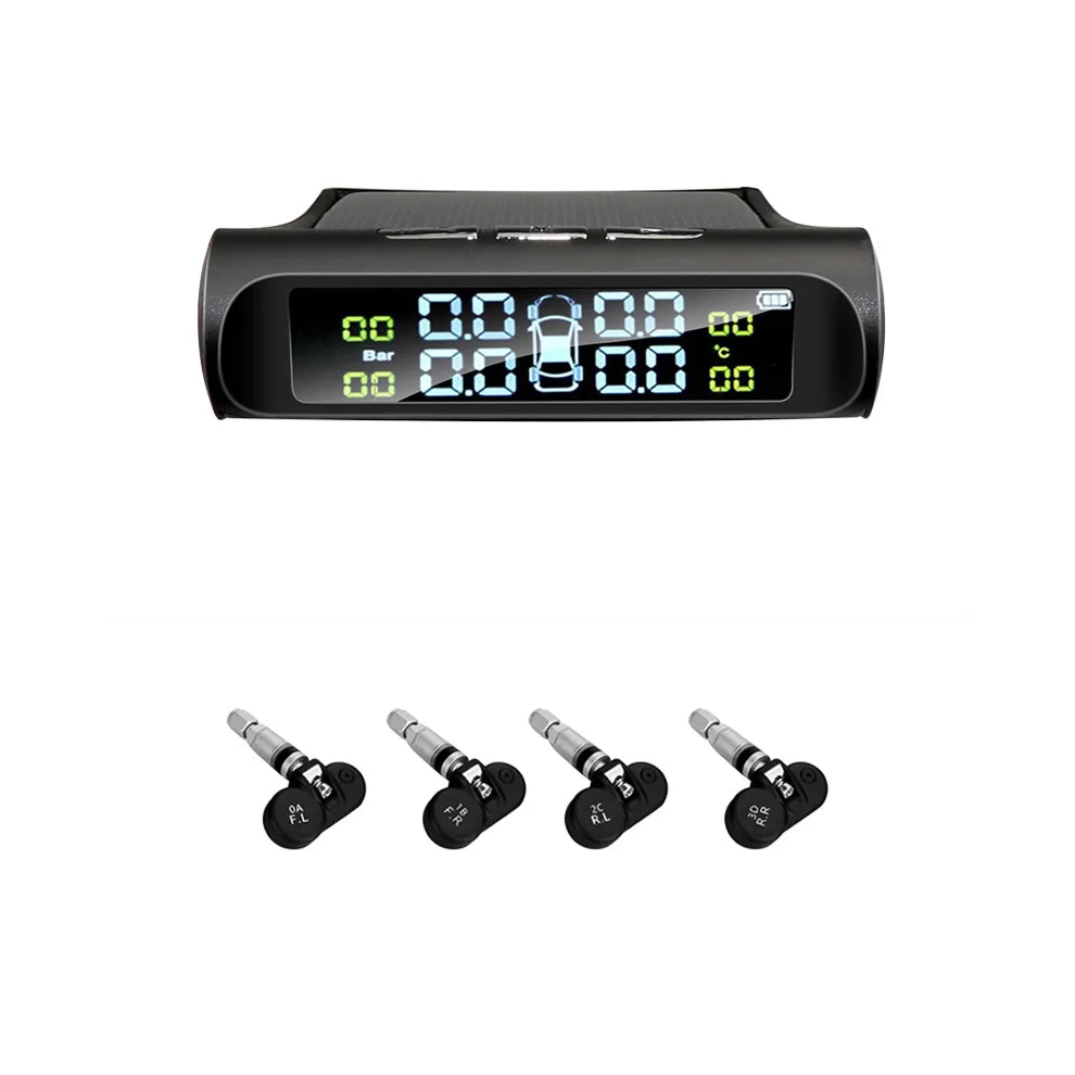 Solar Powered Tpms Wireless Tire Pressure Monitoring Black 9362547087854