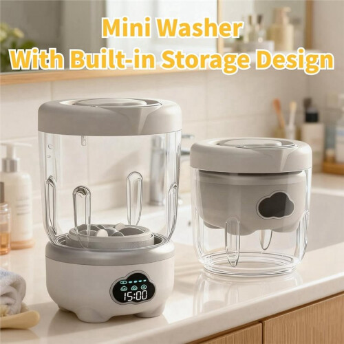 Draagbare Wasmachine, 6000mAh Ondergoedwasmachine, 1,6L Draadloze -Wasmachine, 3 Wasprogramma'S 2