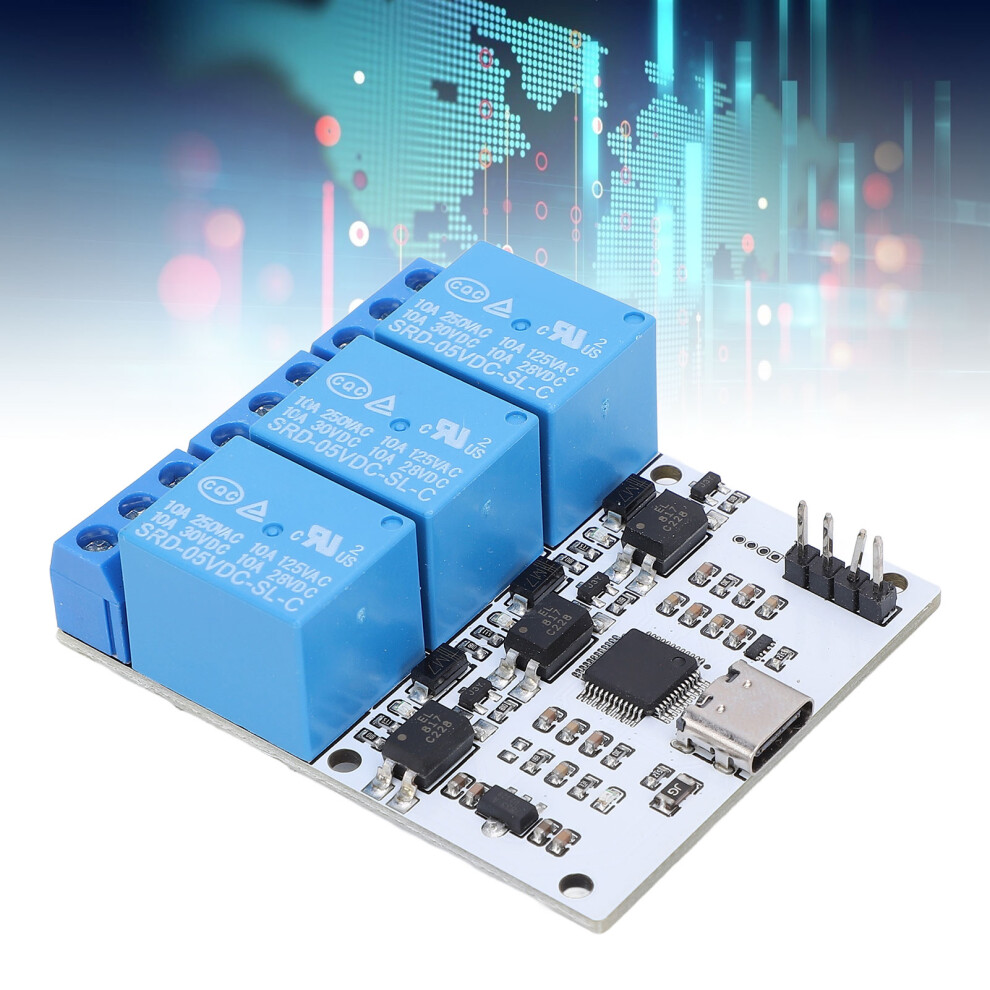 3-Channel Usb Relay Module With Overcurrent & Optocoupler Protection, 5V Type C 4981385081340