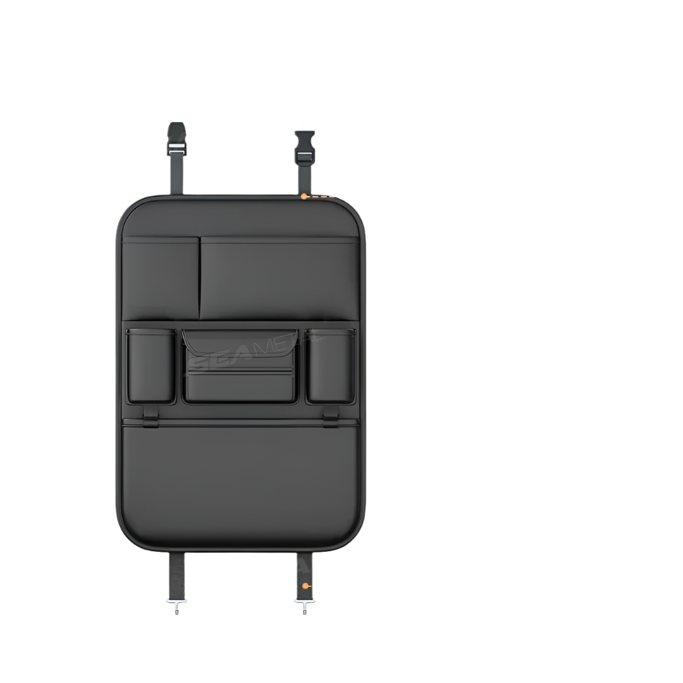 6-Pocket Car Backseat Organizer Waterproof Pu Leather Storage Bag Black 9362547086093