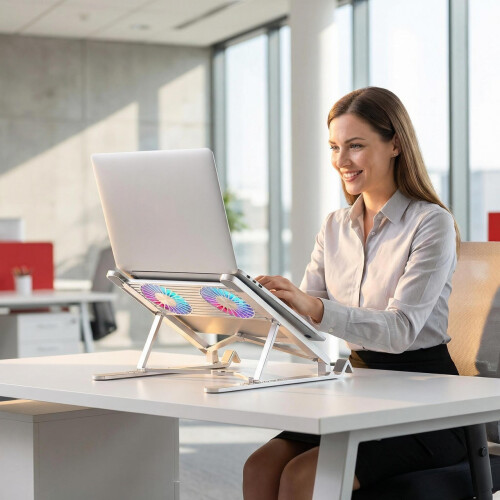 Adjustable Laptop Cooling Stand with Dual Fans 1