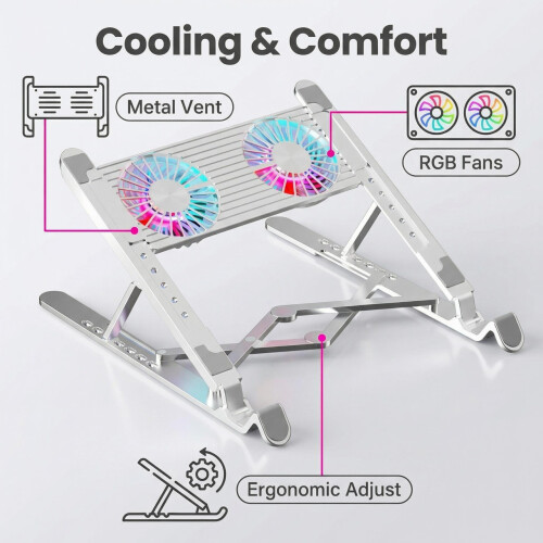 Adjustable Laptop Cooling Stand with Dual Fans 2