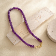 1pc 40cm Amethyst Color Gemstone Beaded Choker Necklace for Women Natural Stone Beaded Necklace Beads Chokers Bracelet