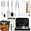 Stainless BBQ Grill Tool Set with Thermometer (26pcs) 1