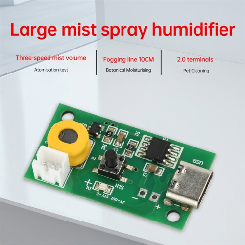 Adjustable Fog Volume Single Spray Humidifier Module Ultrasonic Atomization Control Board Type C Interface  5V 2