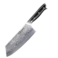 7.5-Inch Damascus Steel Cleaver Knife G10 Handle Black