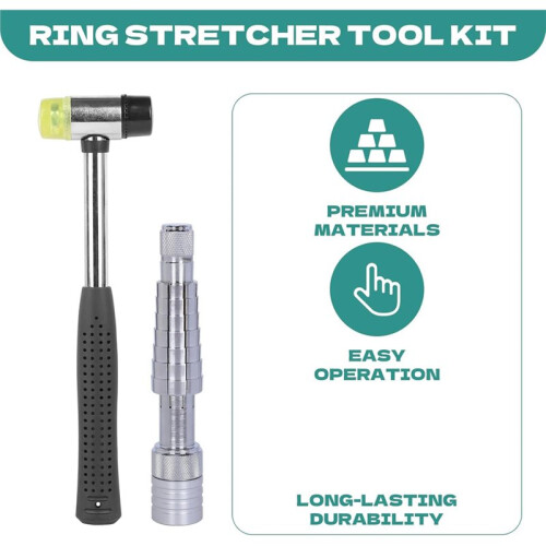 Jewelry Ring Stretcher Tool Kit with Rubber Mallet Ring Expander and Extender for Ring Making Sizer Shaper Adjusting 2