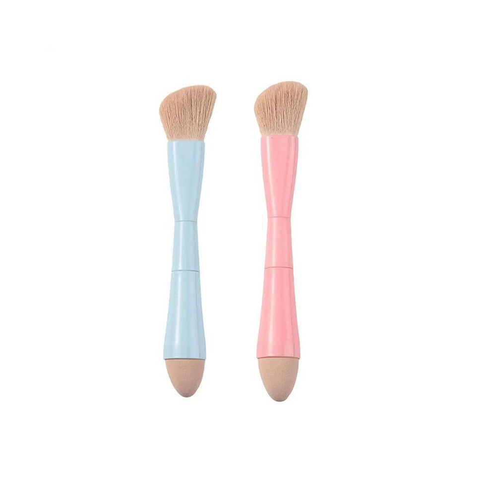 Double Ended Makeup Brush 4-In-1 Retractable Travel Cosmetic Brush Multifunctional Concealer Sponge Brush for Eyeshadow