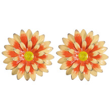 Beige Yellow & Red Garden Courtyard Iron Sunflower Villa Decoration Gardening Wall Hanging