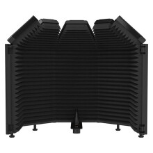 XTUGA Microphone Isolation Shield High Density Absorbent Foam to Filter Vocal,Top Enclosed Foldable Soundproof Cover, 5Door