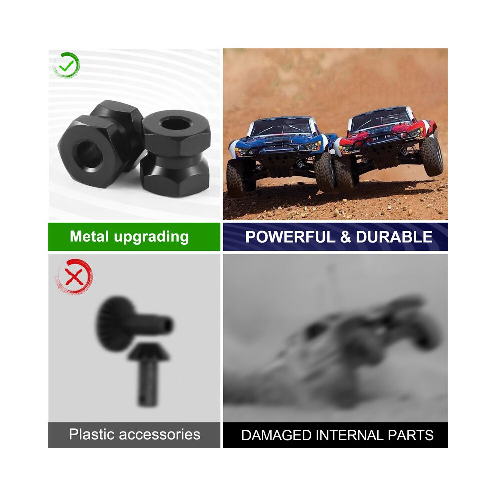 4Pcs 12Mm Hex Wheel Hub Drive Adaptor 12Mm Extension Combiner Coupler For 1/10 Rc Car Crawler Scx10 D90, Black 4712864404264