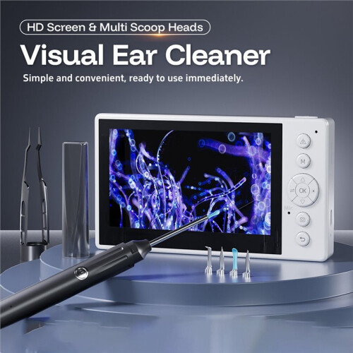 High-Definition Visual Ear Cleaning Instrument Wireless Connection with Screen Visual Ear Scoop 5 in 1 Device White 2