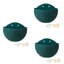 Dark Green Wall Flower Pots Wall-Mounted Flower Pots Semi-Circular Fence Flower Pots with Drainage Hooks