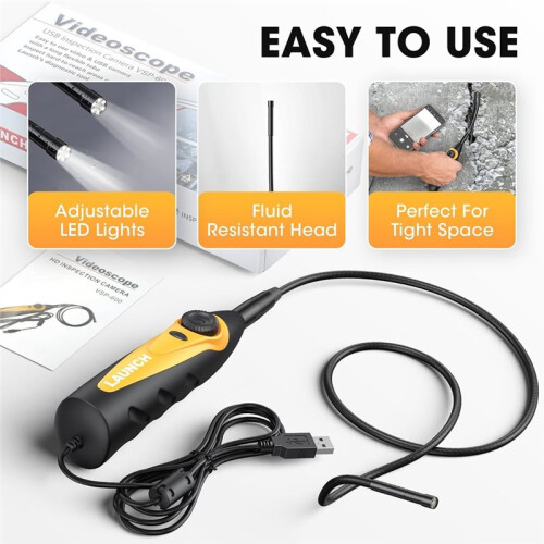 LAUNCH VSP-600 Endoscope 5.5mm Ultra-Thin, Lens HD Wide Application Videoscope Borescope Multi-Angle Imaging One