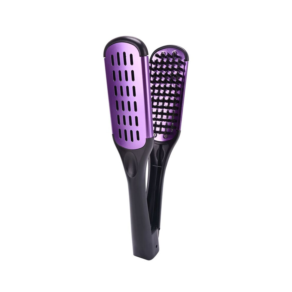 Tlily Boar Bristle Double Sided Brush Comb Clamp Anti-Static Hair Straightener Tool Comb Hair Splint Comb,