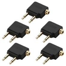 5 Stuks 3,5 mm Plug Adapter Jack Audio Hoofdtelefoon Converter Adapter Headset Connector voor Luchtvaartmaatschappij Vliegtuig Reizen Oortelefoon