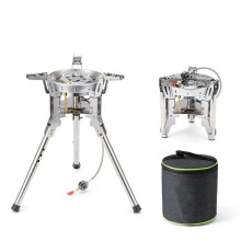 Adjustable Height Outdoor Gas Stove Foldable Windproof Burner Silver