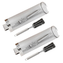 Barbecue Cage with Handle Barbecue Stainless Steel Rolling Grill  Barbecue Net Smoked Barbecue Round Grill Basket