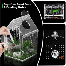 Jumping Spider Enclosure,Warp-Proof Seamless Acrylic Tarantula Terrarium,Front Opening Bug with Feeding Port