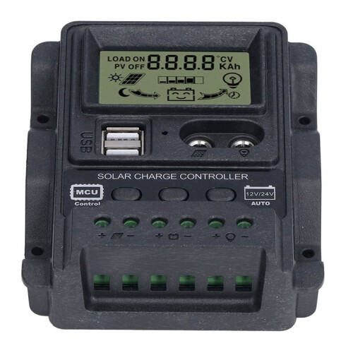 Dual USB Solar Controller ABS LCD Display PWM Charging Controllers Light Control 12V24V Solar Controller