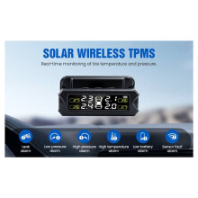 Tire Pressure Monitoring System Solar Wireless TPMS Sensor 14-87PSI Real Detect IP68 Waterproof for RV, Camping Car
