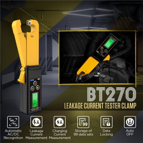AUTOOL BT270 Leakage Current Tester Clamp Automatic /AC Recognition LCD Display Screen Measurement Clamp 2