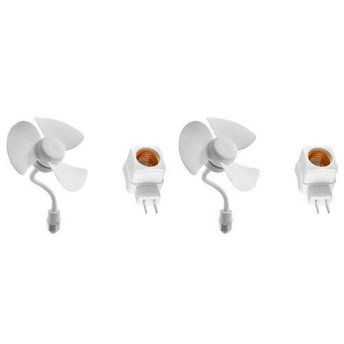 2X E27-Universalventilator zum Einschrauben, Deckenventilator mit 3 Flügeln und E27-Gewindesockel, Geräuscharmer Lüfter, Deckenventilator mit 1