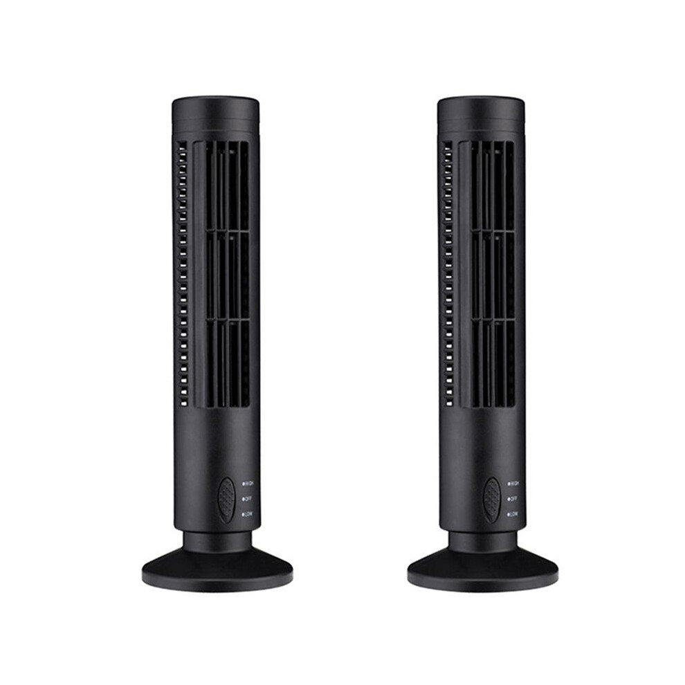 Semoic 2X New Usb Tower Fan Bladeless Fan Tower Electric Fan Vertical Air Conditioner, Bladeless Standing Fan Black