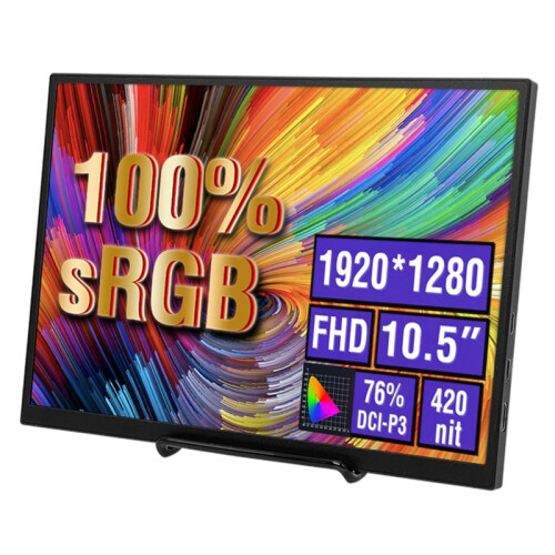 Monitor Portátil de 10,5 Polegadas, 1280p, HDR, 15:10, Baixa Emissão de Luz Azul, Compatível com para , para PS4, para , Celular, PC e 2