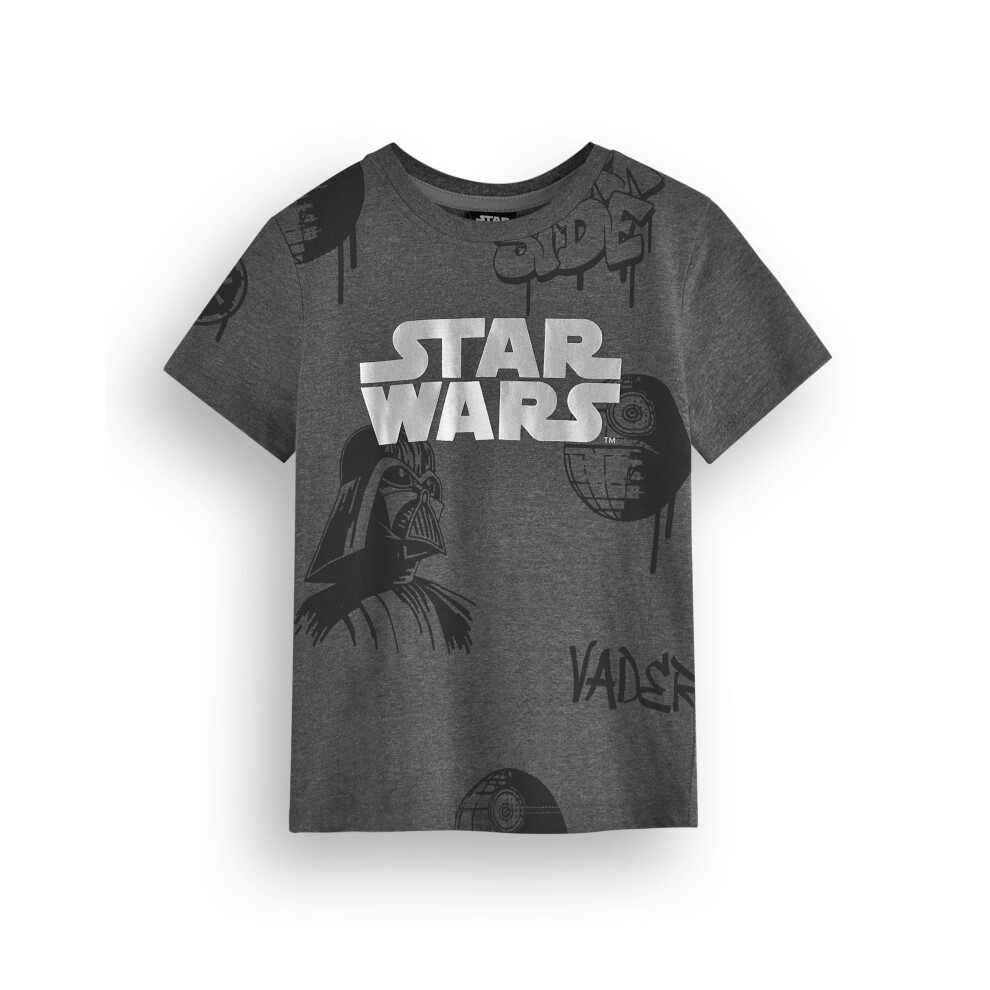 Star Wars Darth Vader Short Sleeved T-Shirt (Unisex Kids Grey)