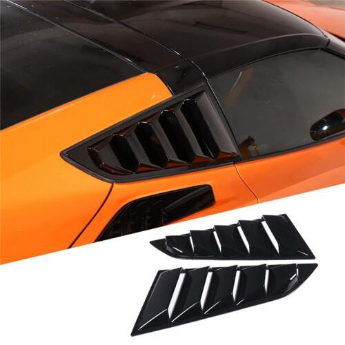 Car Rear Side Window Louvers for  Corvette C7 2014-2019 Triangular Window Glass Blinds (Bright Black) 1