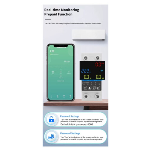 Tuya WiFi Digital Intelligent Current and Voltmeter 10 in 1 AC  Meter APP Control DIN Electrical  Meter 1