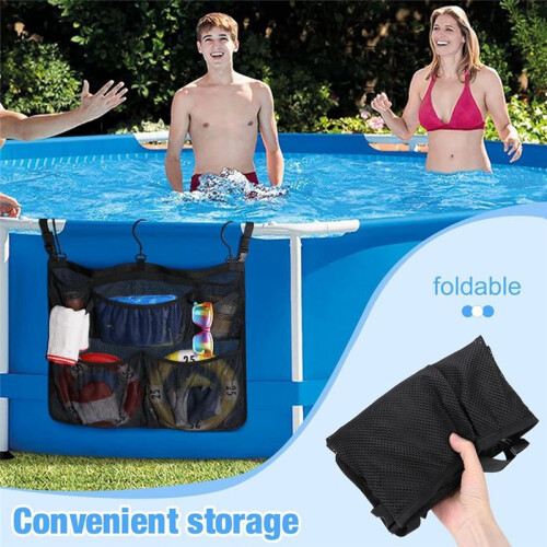 Pool Storage Bag Above Ground Pool Storage Organizer with Mesh Pockets Poolside Storage Mesh Package for Most Pools 1
